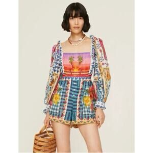 Farm Rio Summer Stitches Romper, Med